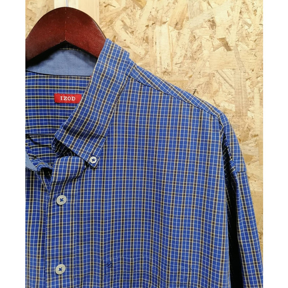 IZOD Blue Yellow Small Plaid Long Sleeve Button down Dress shirt Size 2XL - Picture 5 of 8